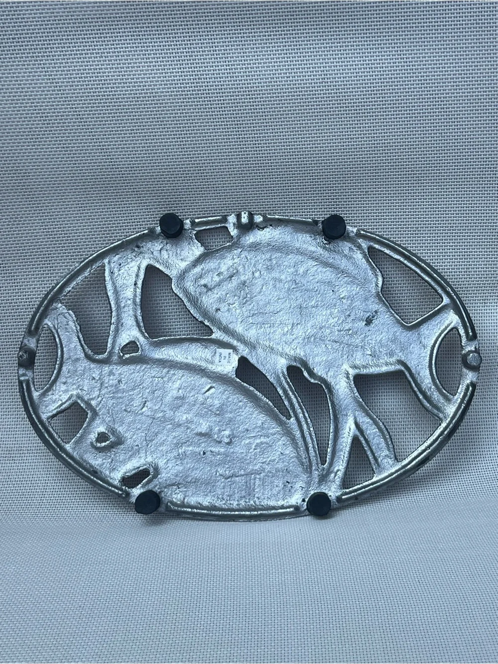 Silver Metal Koi Fish Trivet Hot Plate Coastal Kitchen Decor 11”